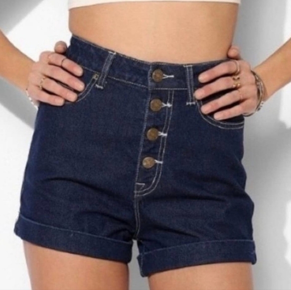 BDG Super High Rise Foxy Rolled Hem Button Fly Denim Jean Shorts Sz 30 - Picture 7 of 7